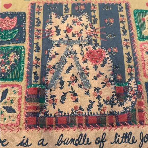 ACT III Vintage Puff Print Mock Neck Cat Cottagecore Sweatshirt - Picture 8 of 9